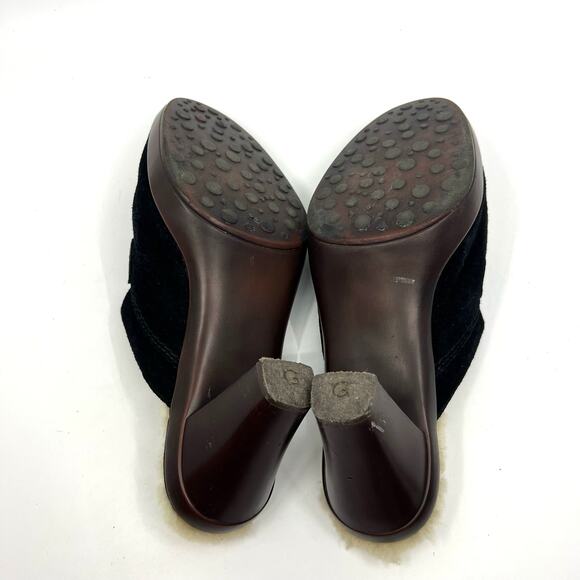 UGG Isabella Black Suede and Shearling Heeled Clogs Women's 6.5 US - Picture 8 of 9